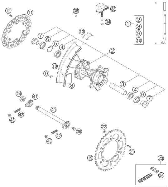 ROUE ARRIERE POUR 250 EXC FACTORY 2005 (EU)