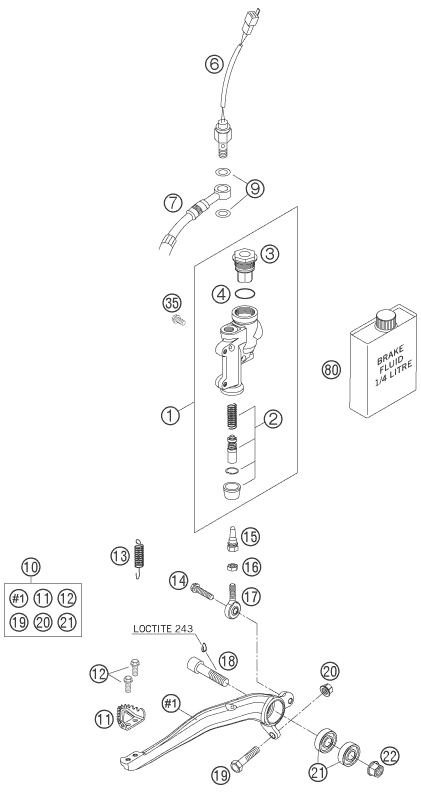 SYSTEME DE FREIN ARRIERE POUR 250 EXC FACTORY 2005 EU