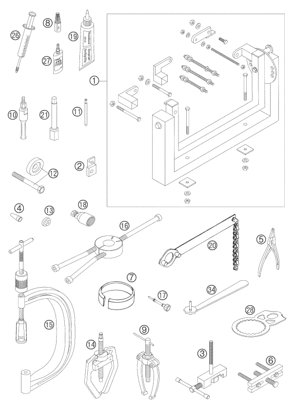 OUTILS SPECIAUX MOTEUR POUR 450 SX STEVE RAMON 2005 EU