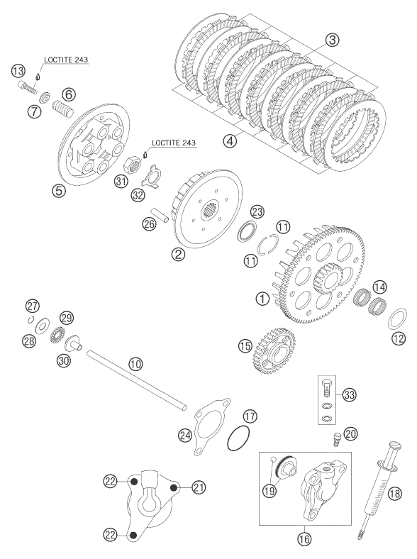 EMBRAYAGE POUR 250 EXC RACING 2006 EU