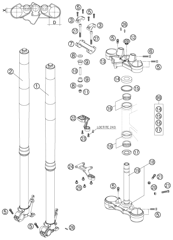 FOURCHE TELESCOPIQUE TE DE FOURCHE POUR 950 ADVENTURE S 2005 (AU/GB)