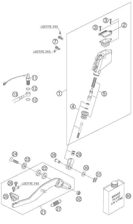 SYSTEME DE FREIN ARRIERE POUR 950 ADVENTURE BLACK 2005 EU