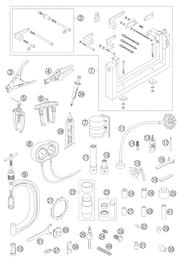 OUTILS SPECIAUX MOTEUR POUR 990 ADVENTURE BLACK ABS 2006 (AU/GB)