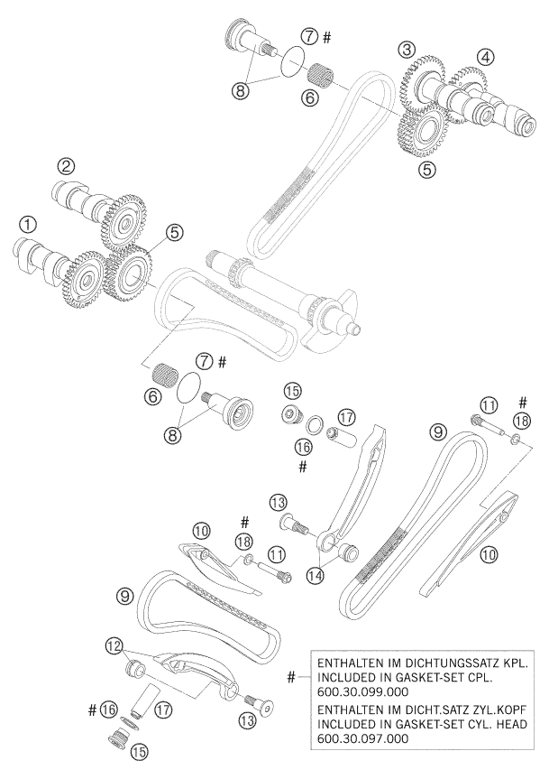 COMMANDE DE DISTRIBUTION POUR 990 SUPERDUKE BLACK 2006 (AU/GB)