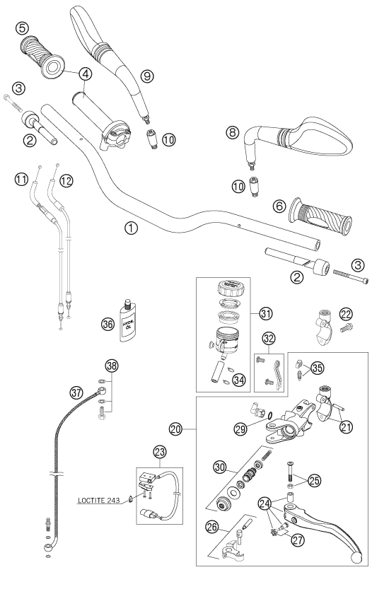 GUIDON ARMATURES POUR 990 SUPERDUKE BLACK 2005 (EU)