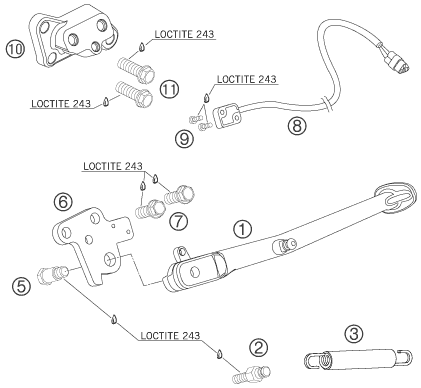 BEQUILLE LATERALE BEQUILLE CENTRALE POUR 990 SUPERDUKE BLACK 2005 (AU/GB)