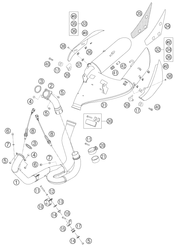 SYSTEME DECHAPPEMENT POUR 990 SUPERDUKE BLACK 2005 (AU/GB)