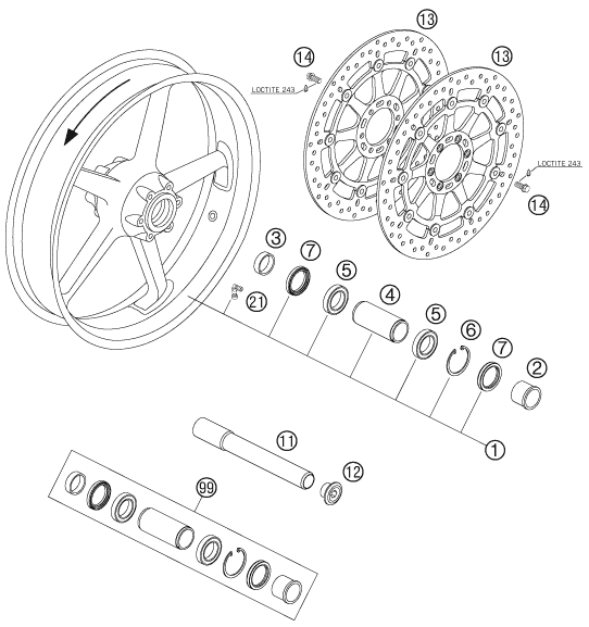 ROUE AVANT POUR 950 SUPERMOTO BLACK 2005 (AU/GB)