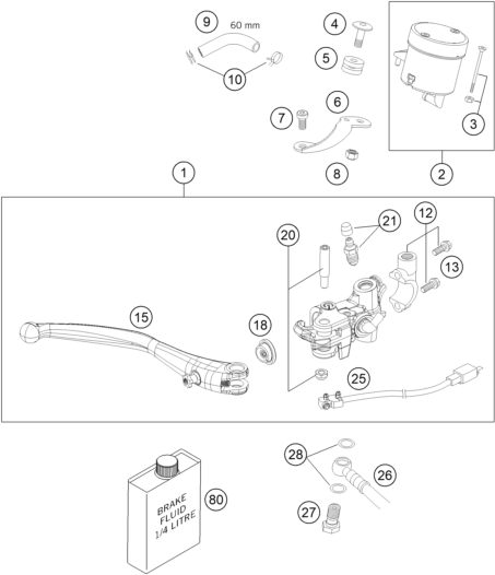 MAITRE CYLINDRE DE FREIN POUR 990 SUPERDUKE BLACK 2005 (AU/GB)