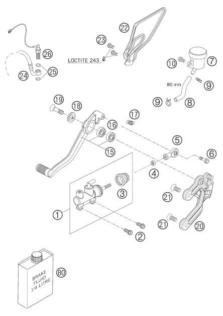 SYSTEME DE FREIN ARRIERE POUR 990 SUPERDUKE BLACK 2006 (AU/GB)