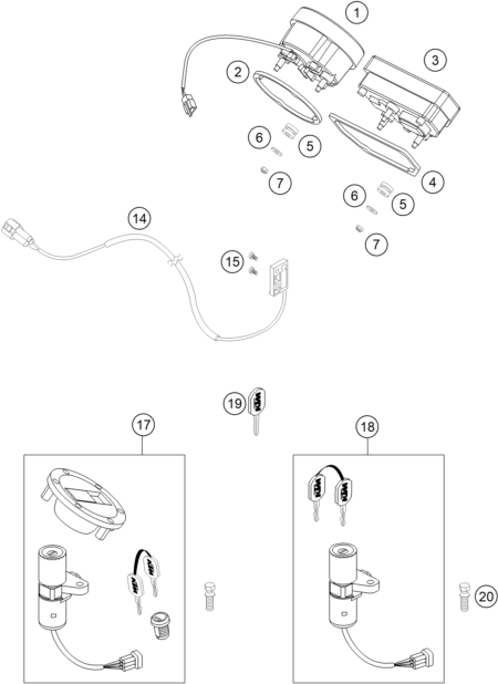 INSTRUMENTS SYSTEME DE VERROUILLAGE POUR 990 SUPERDUKE BLACK 2005 (EU)