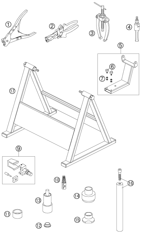 OUTIL SPECIAL  CHASSIS  POUR 990 SUPERDUKE BLACK 2005 EU