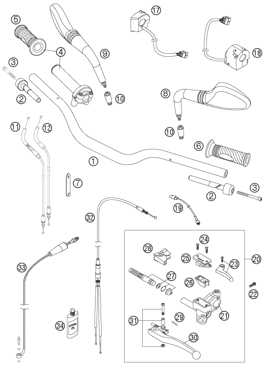 GUIDON ARMATURES POUR 950 SUPERMOTO BLACK 2005 (AU/GB)