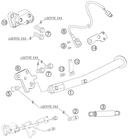 BEQUILLE LATERALE  BEQUILLE CENTRALE POUR 950 SUPERMOTO BLACK 2007 EU