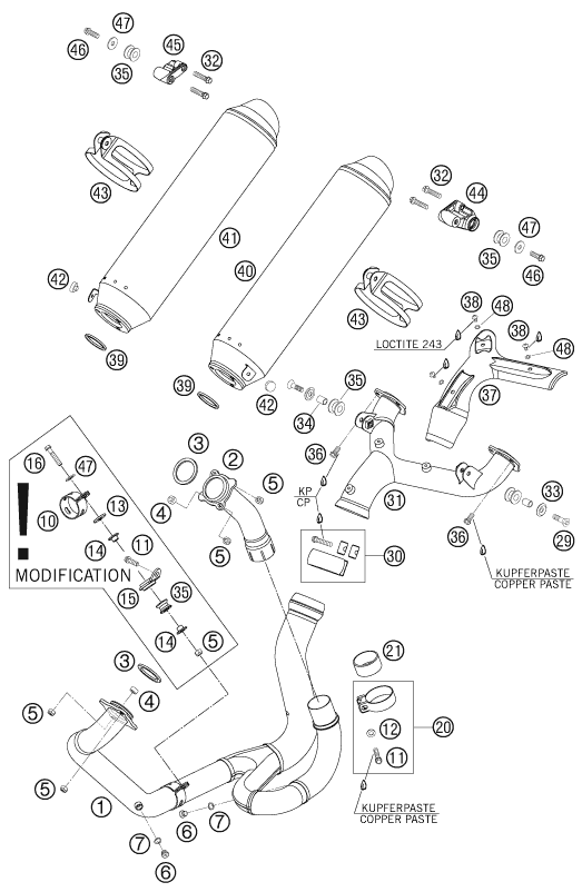 SYSTEME DECHAPPEMENT POUR 950 SUPERMOTO BLACK 2005 (AU/GB)