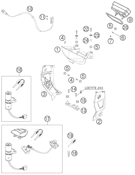 INSTRUMENTS  SYSTEME DE VERROUILLAGE POUR 950 SUPERMOTO R 2007 EU