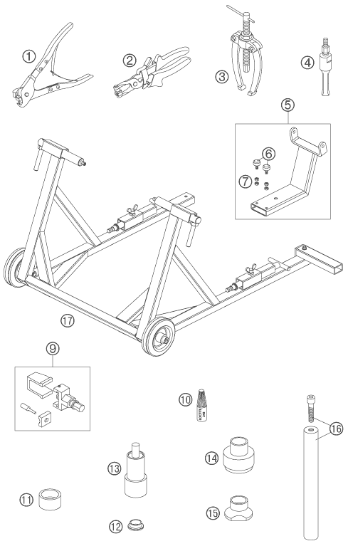 OUTIL SPECIAL  CHASSIS  POUR 950 SUPERENDURO R 06 EU