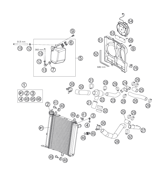 SYSTEME DE REFROIDISSEMENT POUR 950 SUPERMOTO BLACK 2005 (AU/GB)