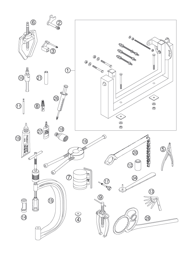 OUTILS SPECIAUX MOTEUR POUR 250 EXC F 2006 EU