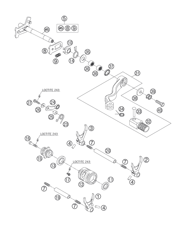 MECANISME DE SELECTION POUR 250 SX-F 2005 (EU)