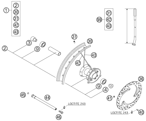 ROUE AVANT POUR 65 SX 2006 EU