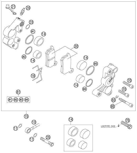 ETRIER DE FREIN AVANT POUR 105 SX 2006 (EU)