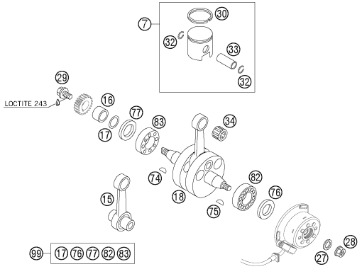 VILEBREQUIN PISTON POUR 105 SX 2006 EU