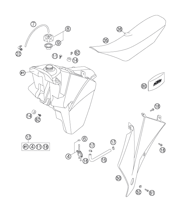 RESERVOIR SELLE POUR 125 SX 2006 EU