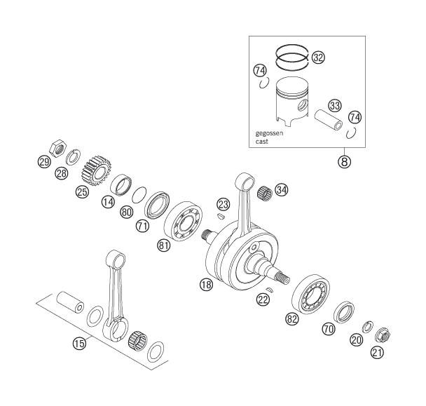 VILEBREQUIN PISTON POUR 125 EXC 2007 (EU)