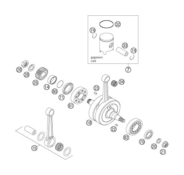 VILEBREQUIN PISTON POUR 125 SX 2006 EU