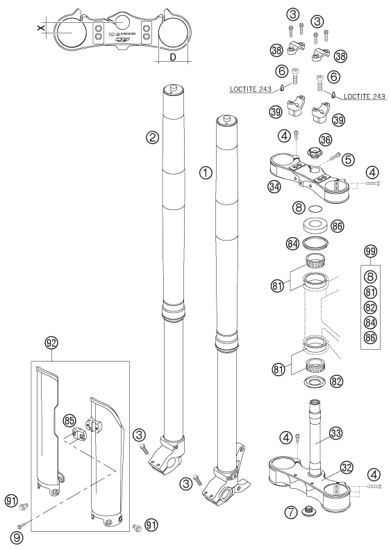 FOURCHE TELESCOPIQUE TE DE FOURCHE POUR 125 SX 2006 EU
