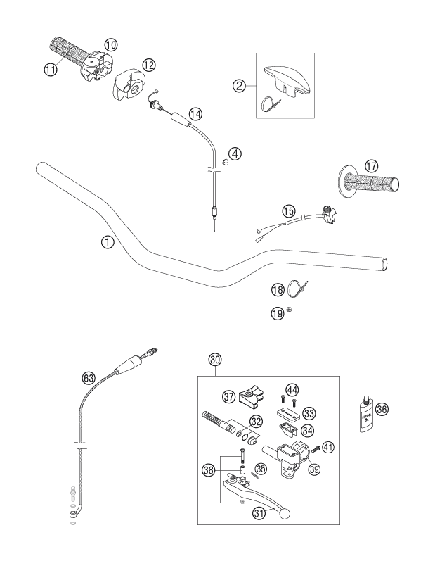 GUIDON ARMATURES POUR 125 SX 2007 (EU)