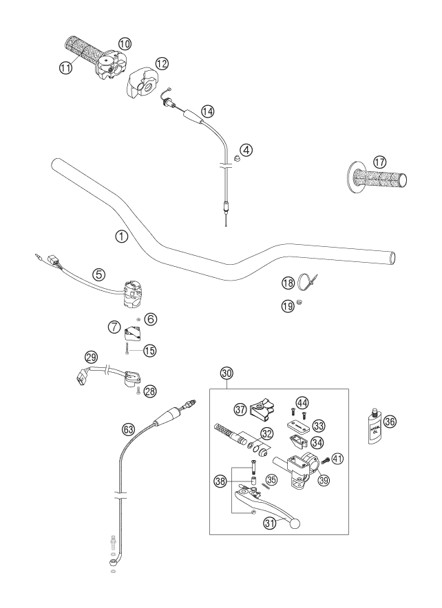 GUIDON ARMATURES POUR 125 EXC SIX DAYS 2006 EU
