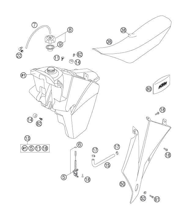 RESERVOIR SELLE POUR 125 EXC 2007 (EU)