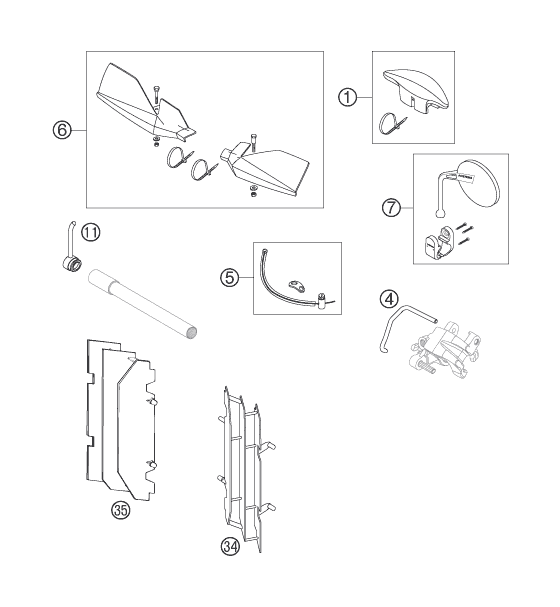 ACCESSOIRES POUR 125 EXC SIX DAYS 2006 EU
