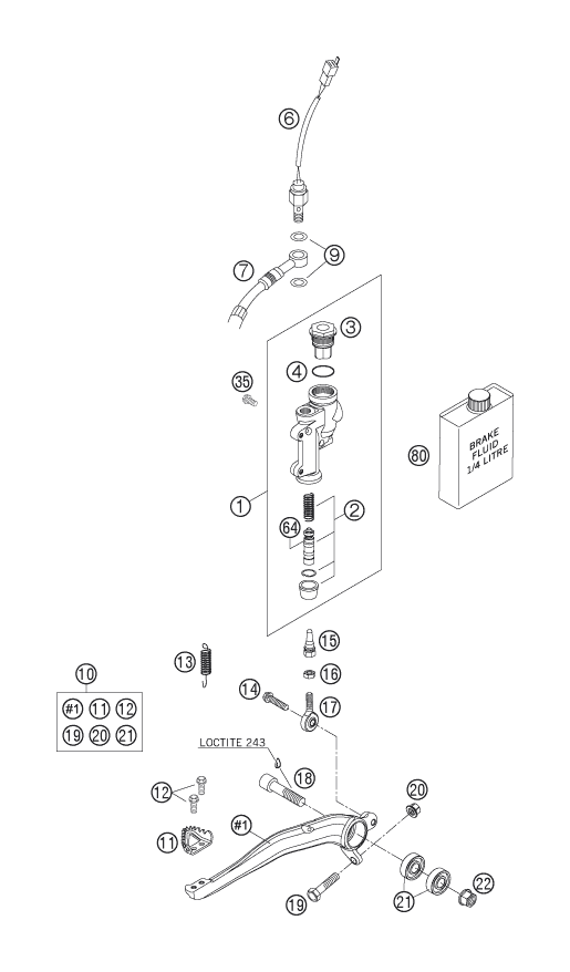 SYSTEME DE FREIN ARRIERE POUR 125 EXC 2006 (EU)