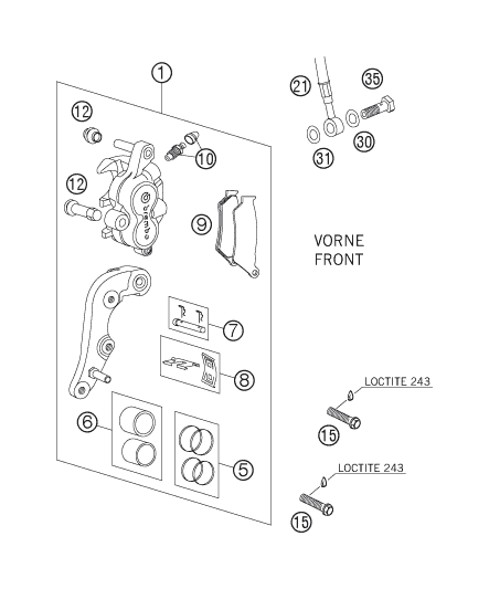 ETRIER DE FREIN AVANT POUR 125 SX 2006 (EU)