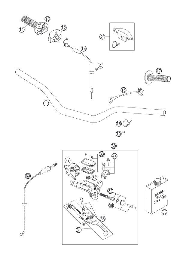 GUIDON ARMATURES POUR 250 SX 2007 EU