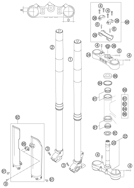 FOURCHE TELESCOPIQUE TE DE FOURCHE POUR 625 SXC 2006 EU