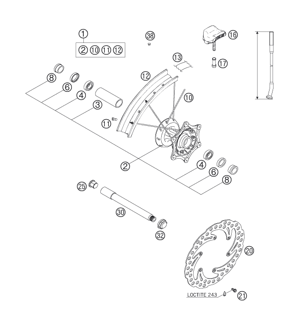 ROUE AVANT POUR 625 SXC 2006 EU
