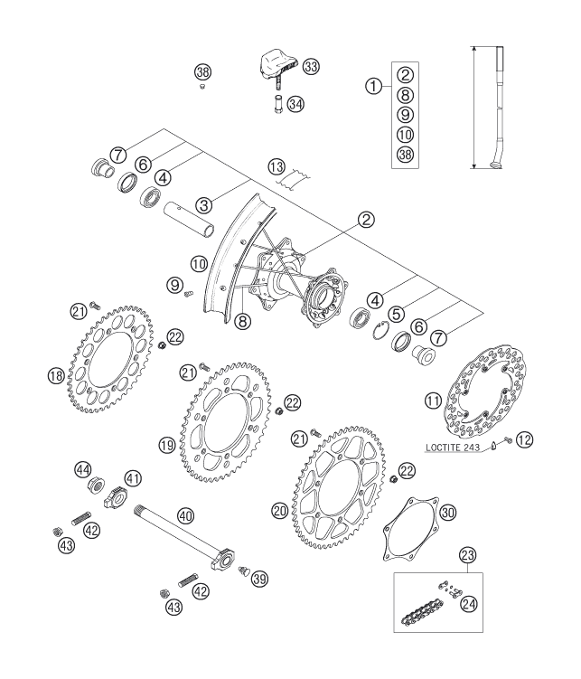 ROUE ARRIERE POUR 625 SXC 2006 (AU/GB)