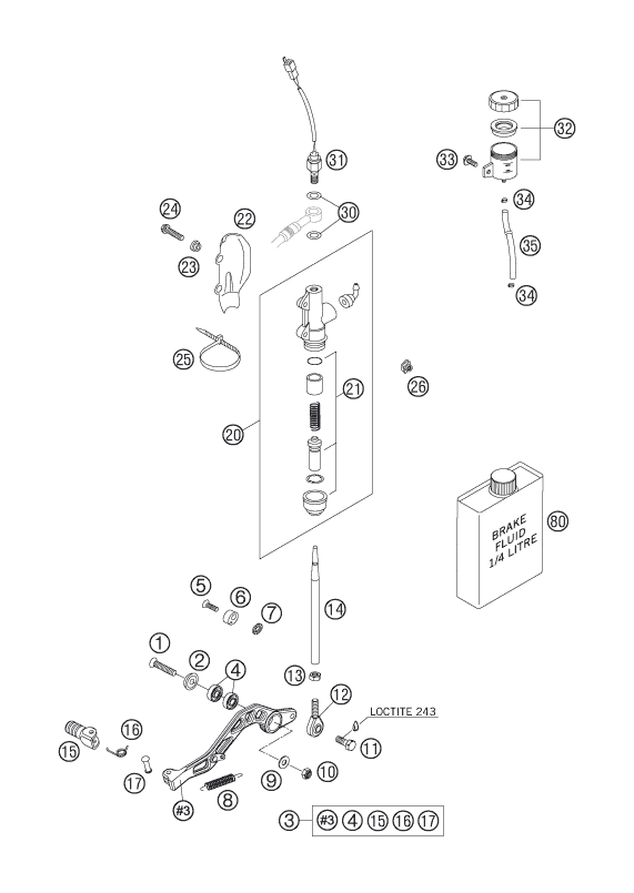 SYSTEME DE FREIN ARRIERE POUR 625 SXC 2007 EU