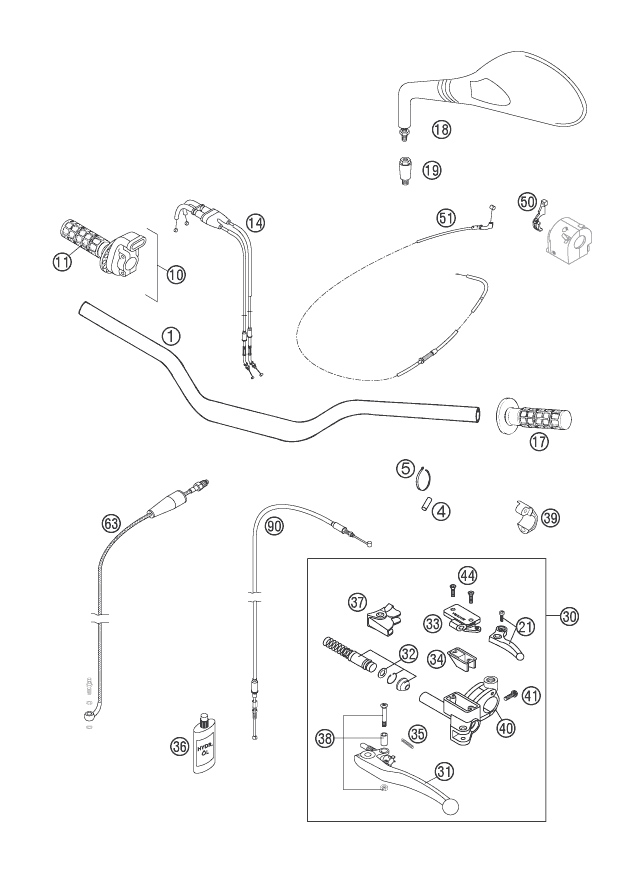 GUIDON ARMATURES POUR 640 LC4 SUPERMOTO PRESTIGE 06 (AU/GB)