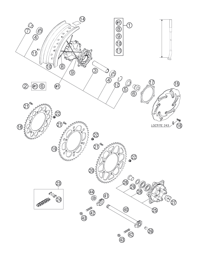 ROUE ARRIERE POUR 625 SMC 2006 (AU/GB)