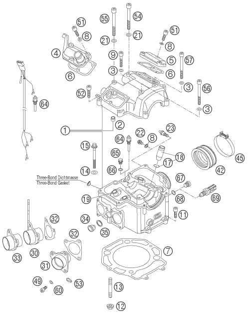 CYLINDRE CULASSE POUR 625 SMC 2006 (AU/GB)