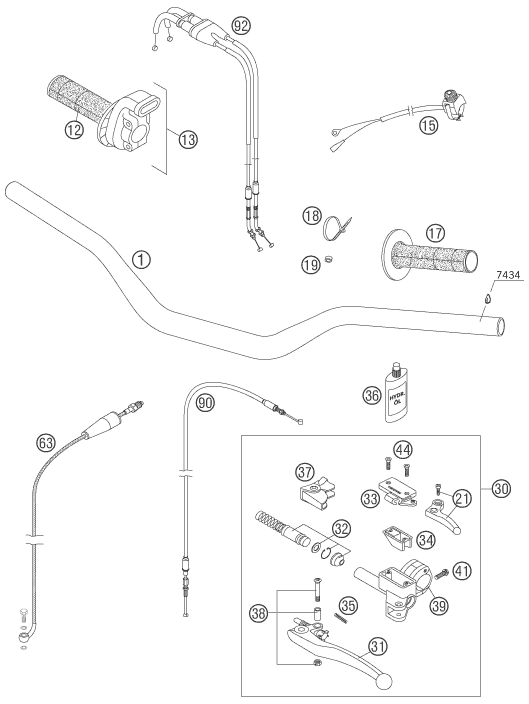 GUIDON ARMATURES POUR 450 SX 2006 (EU)