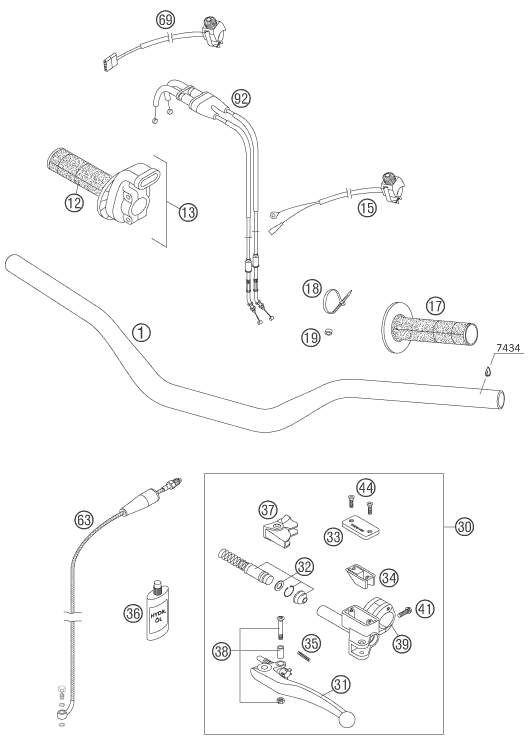 GUIDON ARMATURES POUR 450 XC 2007 (EU)