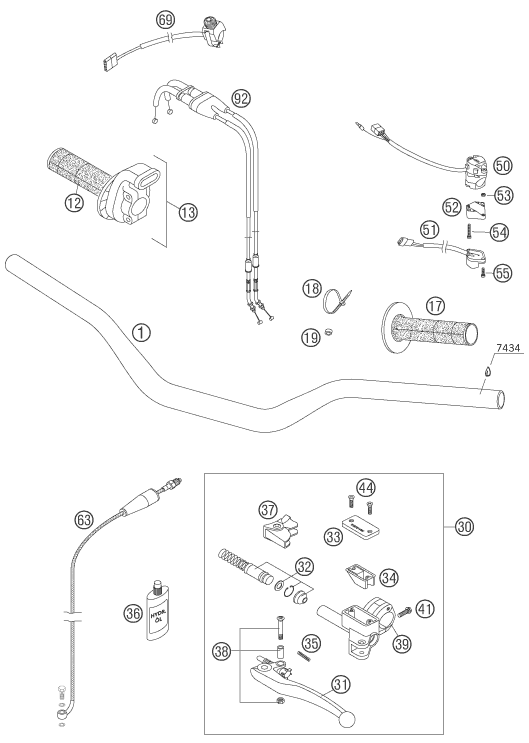 GUIDON ARMATURES POUR 450 EXC RACING SIX DAYS 2006 EU