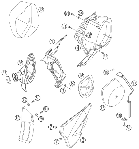 FILTRE A AIR POUR 250 EXC RACING 2006 (EU)