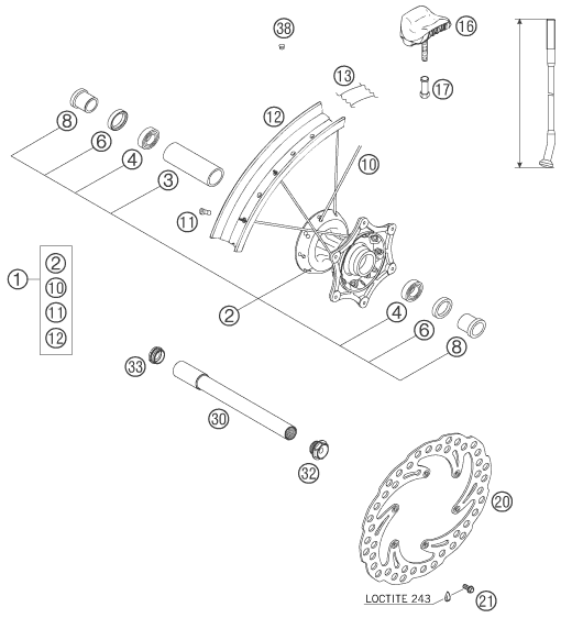 ROUE AVANT POUR 400 EXC RACING 2006 EU